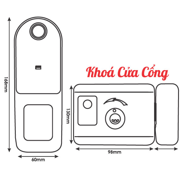 Thông số kỹ thuật Khóa Cổng Cửa Sắt KL-579BL APP