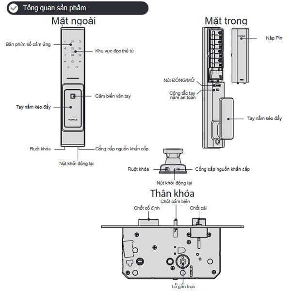 Các bề mặt Khóa Cửa Điện Tử PP8100 Hafele 912.20.260