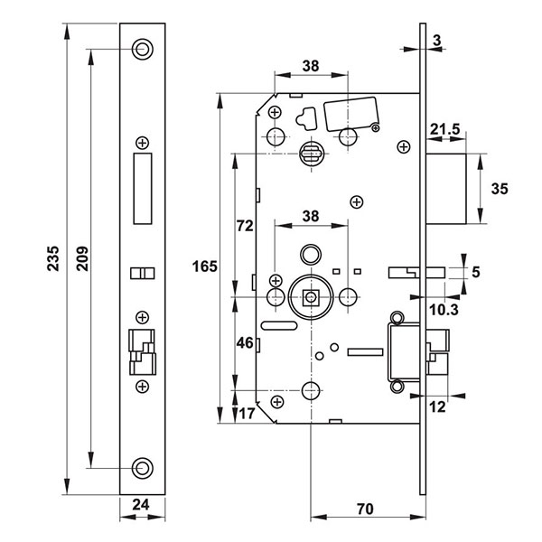 Thông số kỹ thuật Khóa Cửa Hafele DL7600 912.20.230