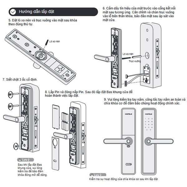 Hướng dẫn lắp đặt Khóa Điện Tử DL7600 Hafele 912.20.233