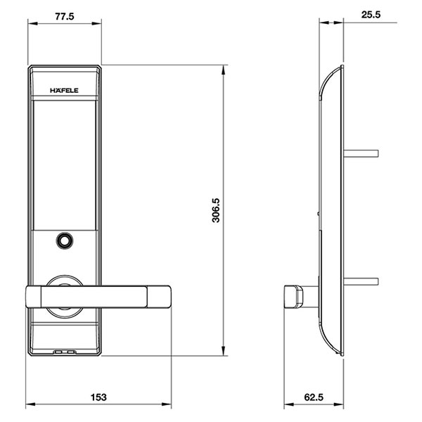 Thông số kỹ thuật Khóa Điện Tử DL7900 Hafele 912.05.650