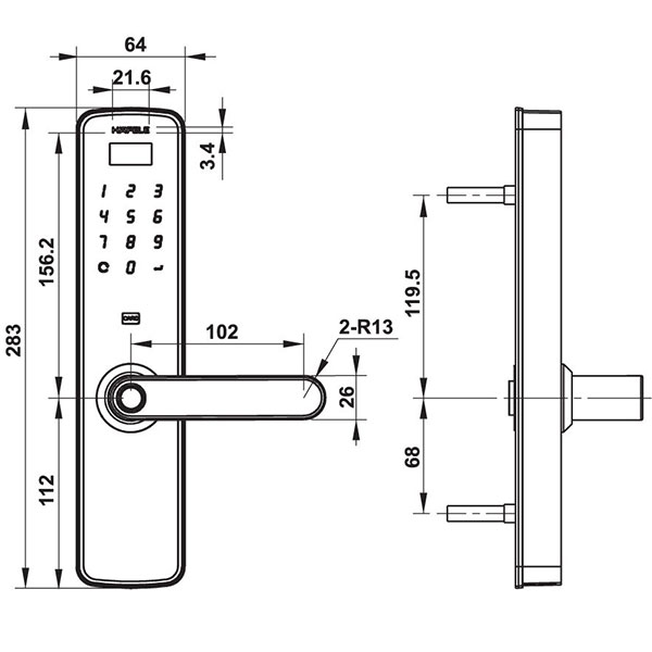 Thông số kỹ thuât Khóa Điện Tử DL7100 Hafele 912.05.498