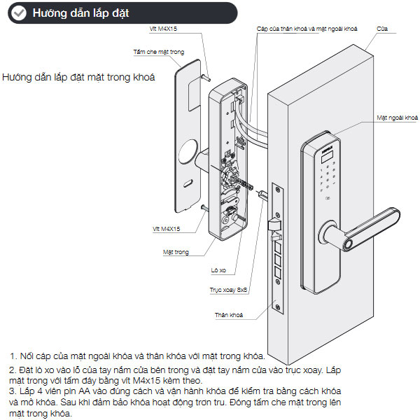 Hướng dẫn lắp đặt Khóa Điện Tử DL7100 Hafele 912.05.498