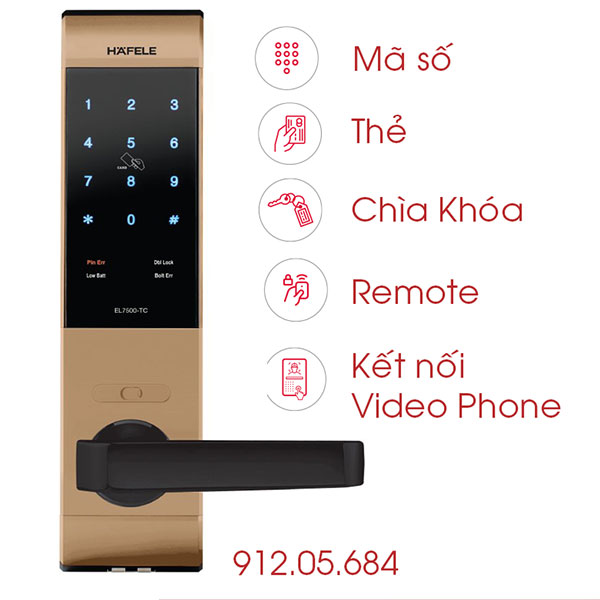 Khóa Điện Tử Hafele EL7500-TC 912.05.684 Rose Gold