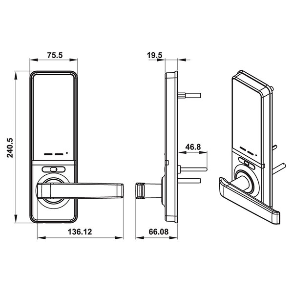  Thông số kỹ thuật Khóa Điện Tử EL7000-TC Hafele 912.05.495