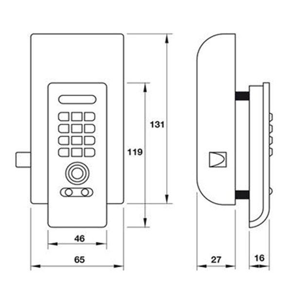 Thông số kỹ thuật Khóa Cửa Tủ Hafele EL3300-TK 225.12.650