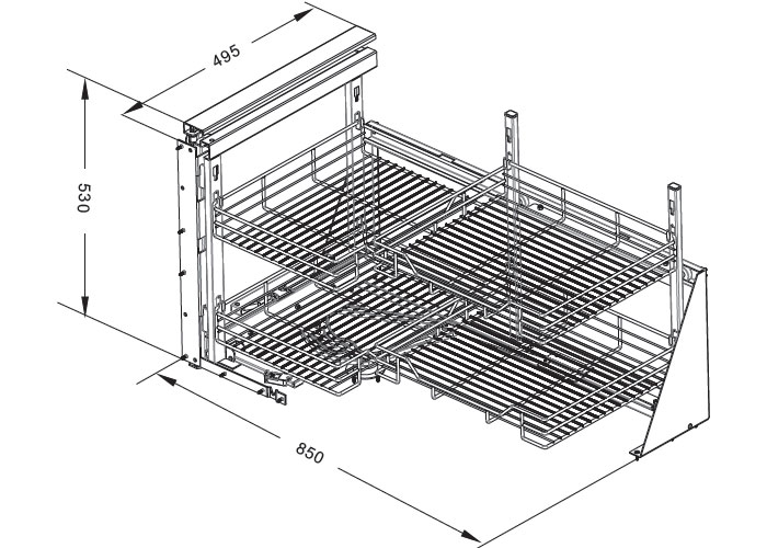 Kệ Góc Liên Hoàn Roxana R008L Nan Oval kết cấu 4 rỗ hiện đại
