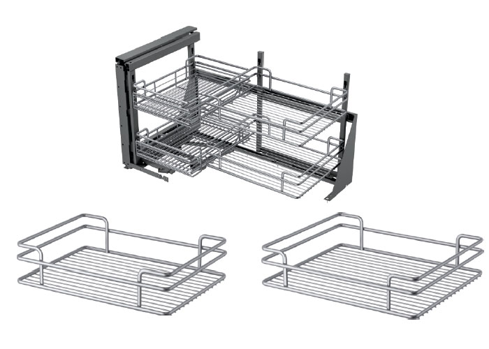 Kệ Góc Liên Hoàn Roxana R008L Nan Oval kết cấu 4 rỗ hiện đại