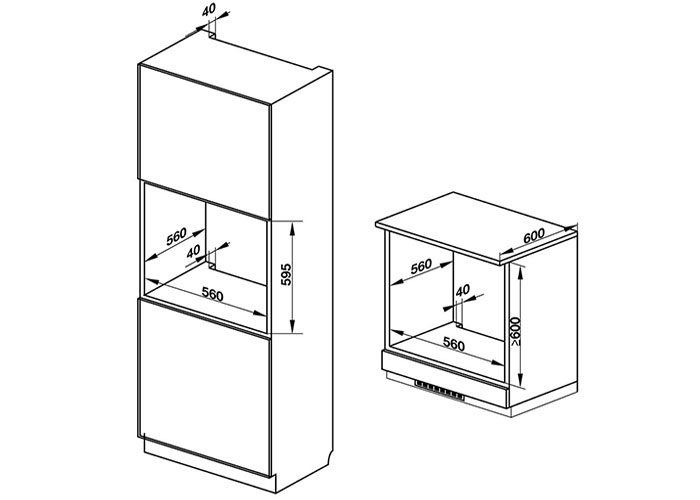 Kích thước của Lò Nướng Hafele HO-K60C 535.62.591