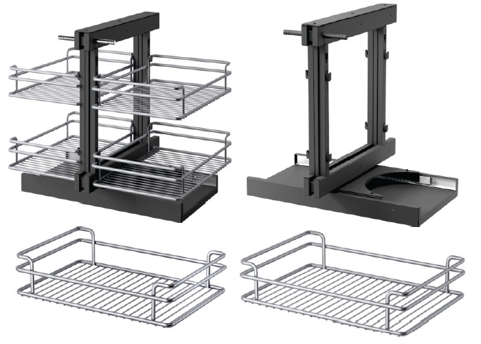 Kệ Góc Liên Hoàn Roxana R009 Nan Oval kết cấu 4 rỗ hiện đại