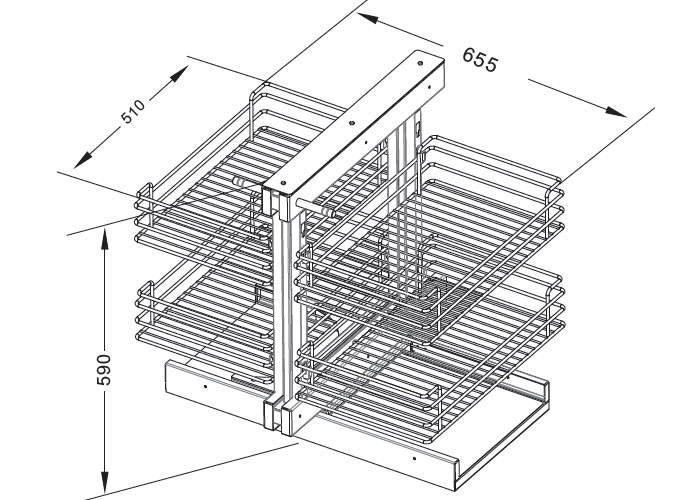 Kệ Góc Liên Hoàn Roxana R009 Nan Oval kết cấu 4 rỗ hiện đại