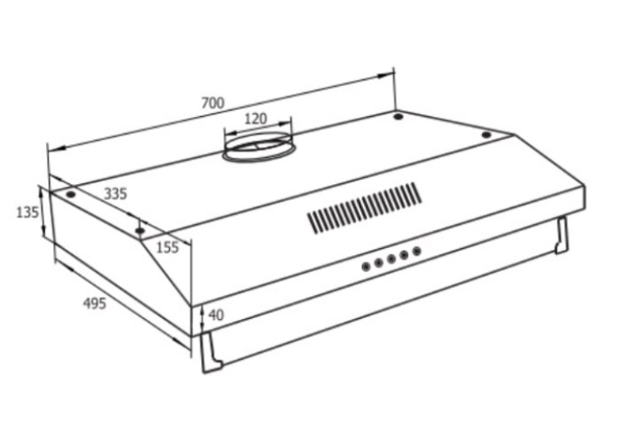 Kích thước lắp đặt máy hút mùi Canaval CA 8700S