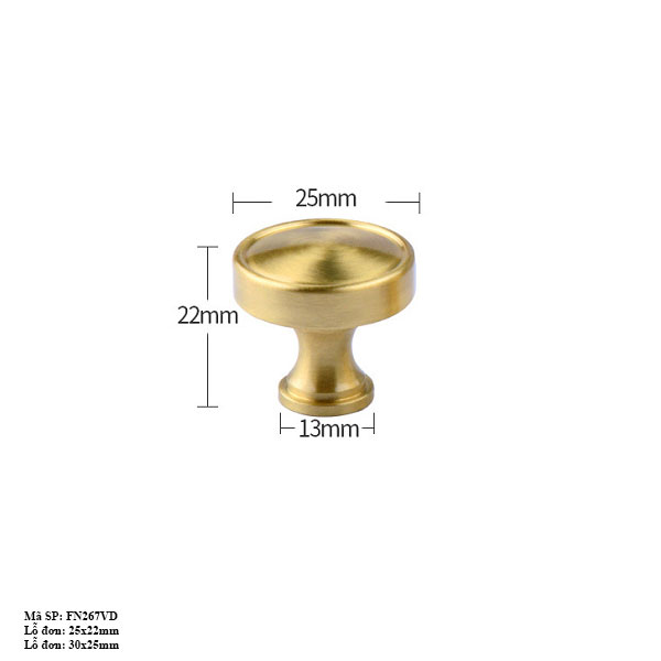 Núm Tay Nắm Cửa Tủ Bằng Đồng FN267VD 