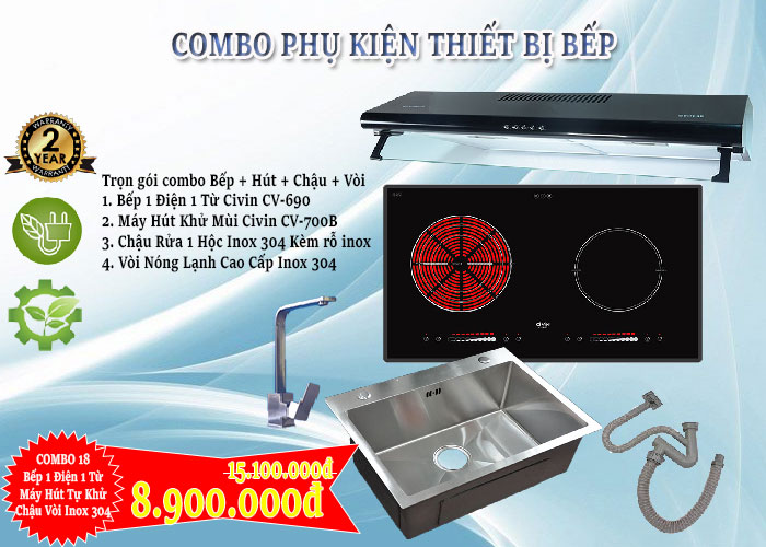 Combo Bếp Hút Chậu Vòi Số 18