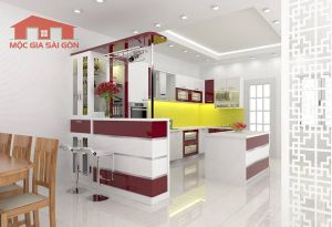 Tủ bếp Acrylic bóng gương