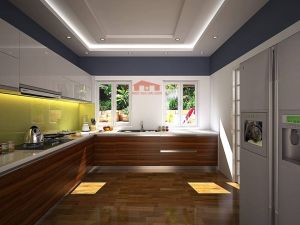 Tủ bếp Acrylic màu trắng gương bóng kính