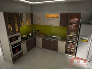 TỦ BẾP MFC KHÁNG ẨM CÓ TỦ ĐỒ KHÔ