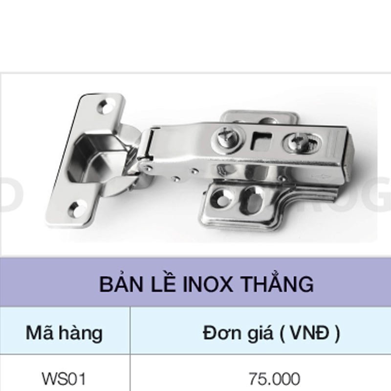 bản lề giảm chấn inox thẳng Eurogold WS01