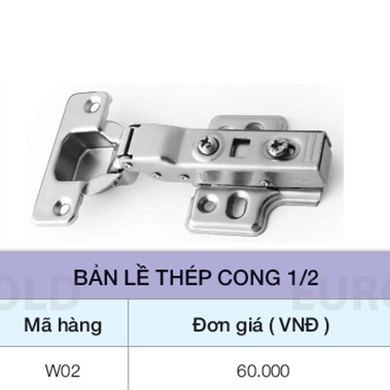 Bản lề thép cong nhiều Eurogold W03