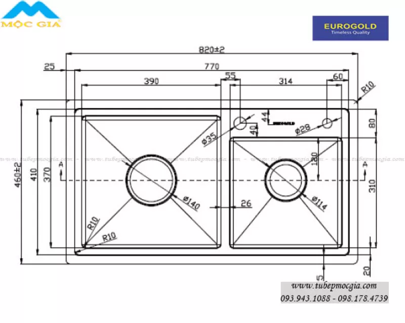 Chậu Rửa Chén Bát Eurogold EUP18248