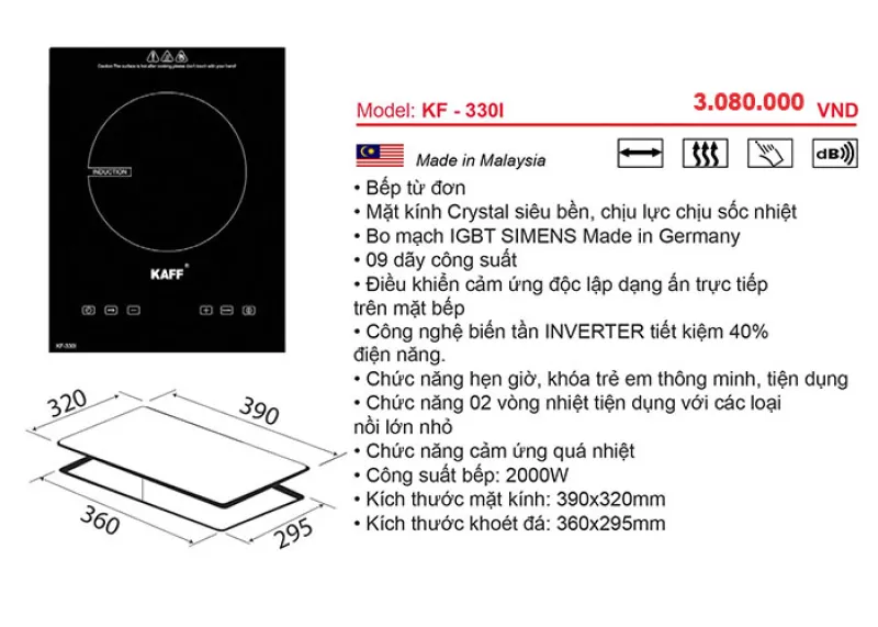 Bếp Từ Đơn Kaff KF-330I Made in Malaysia