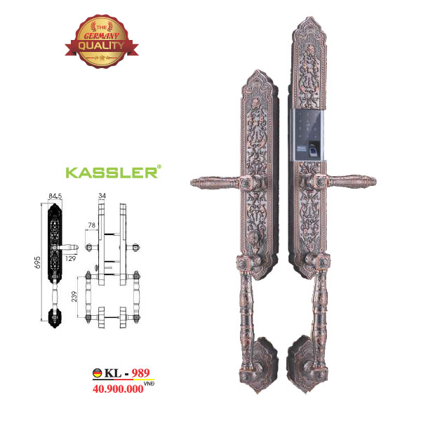 Khóa Cửa Đại Sảnh Kassler KL-989 Màu Đồng Xám