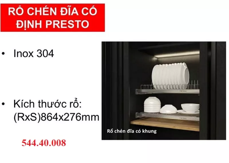 Kệ Chén Đĩa Cố Định Presto Có Khung Cucina 544.40.008