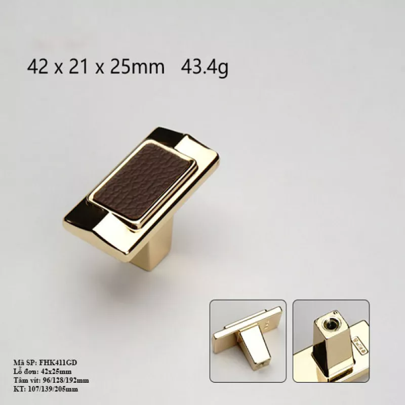 Tay Nắm Cửa Tủ Bằng Hợp Kim Kẽm Mặt Da FHK411GD