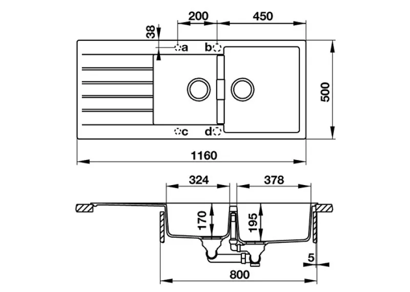 Chậu Rửa Bát Bằng Đá Hafele HS19-GED2S80 570.35.570