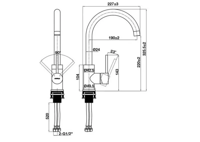 Vòi Rửa Chén Bằng Đồng Hafele HT21-CH1F220C 577.56.500