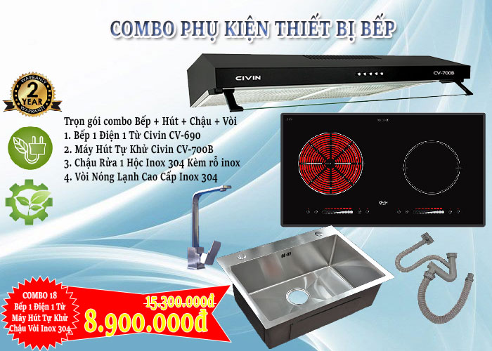Combo Bếp Hút Chậu Vòi - Combo 18 Gói Siêu Rẻ