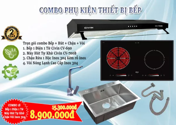 Combo Bếp Hút Chậu Vòi - Combo 18 Gói Siêu Rẻ