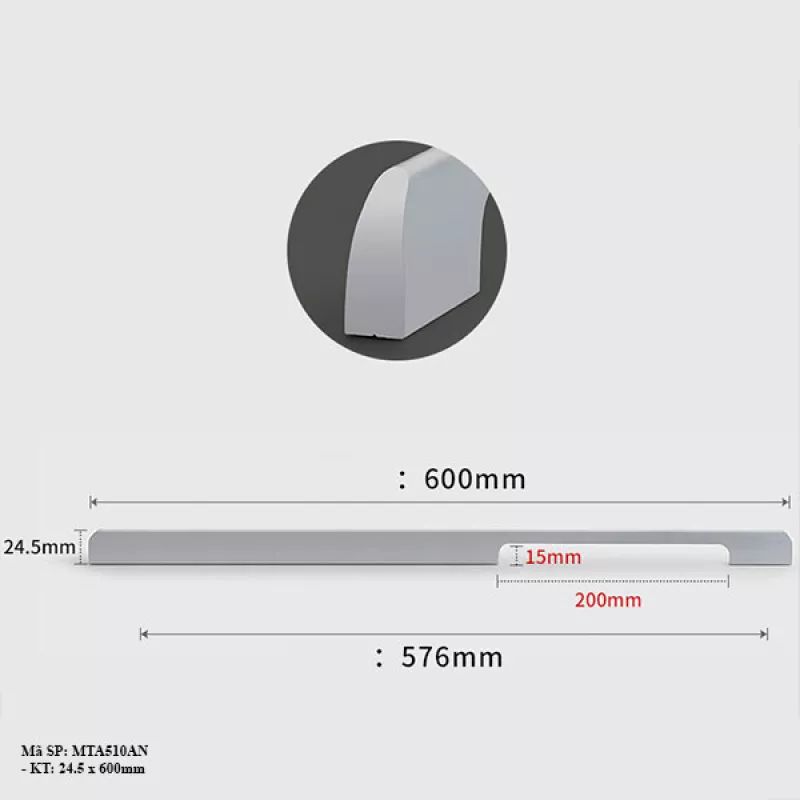 Tay Nắm Cửa Tủ Áo MTA510AN - 600/800/1000mm