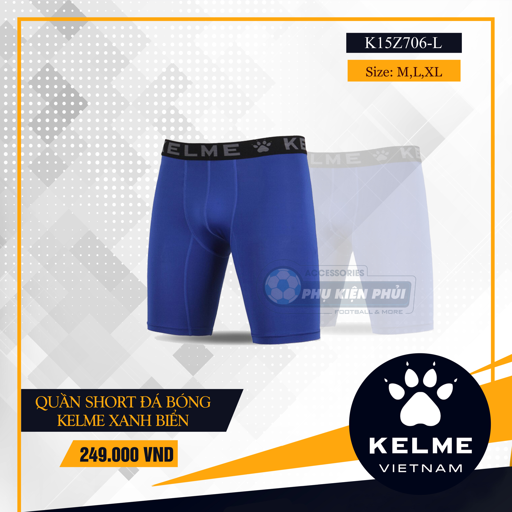 Quần short đá bóng Kelme xanh biển