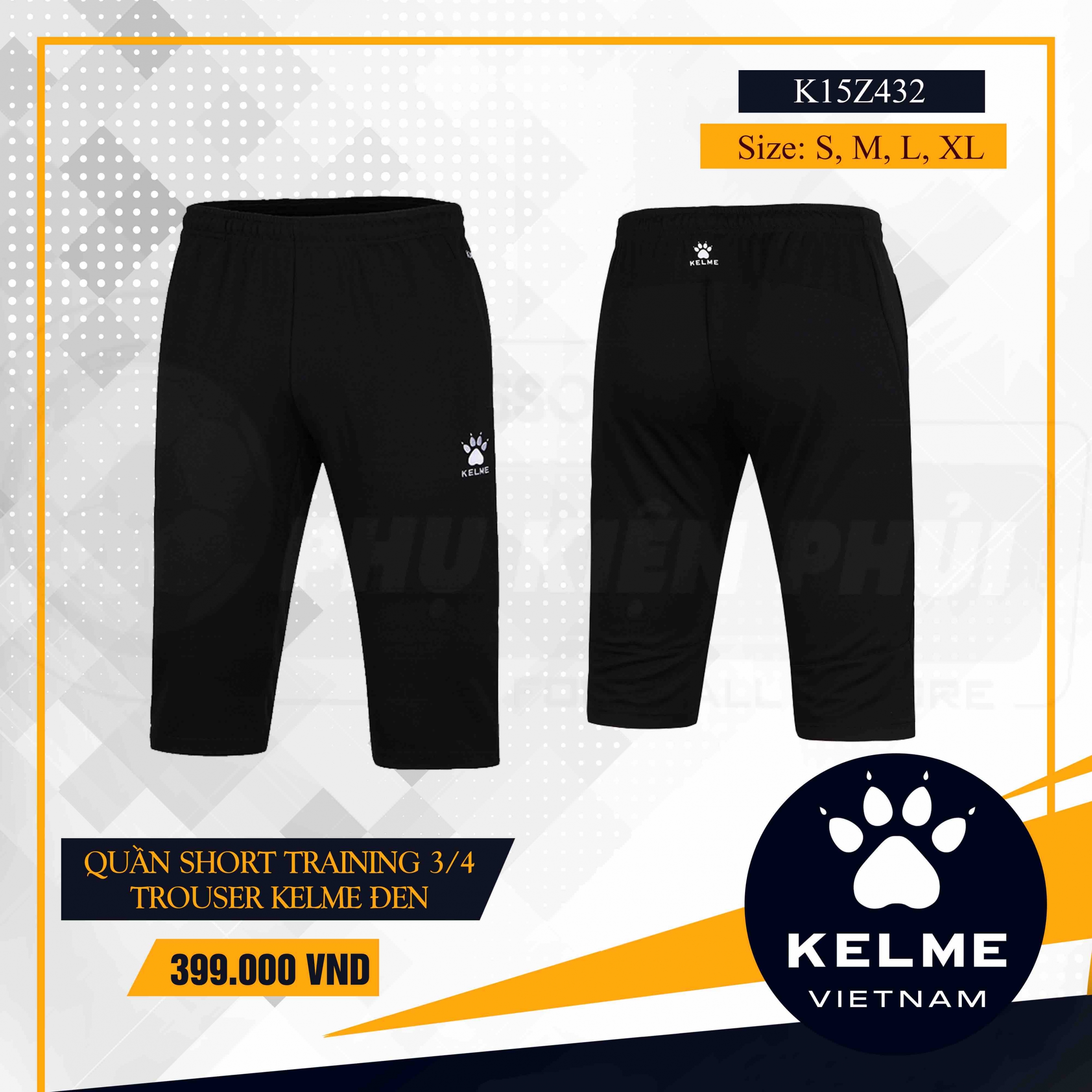 QUẦN SHORT TRAINING 3/4 TROUSER KELME ĐEN