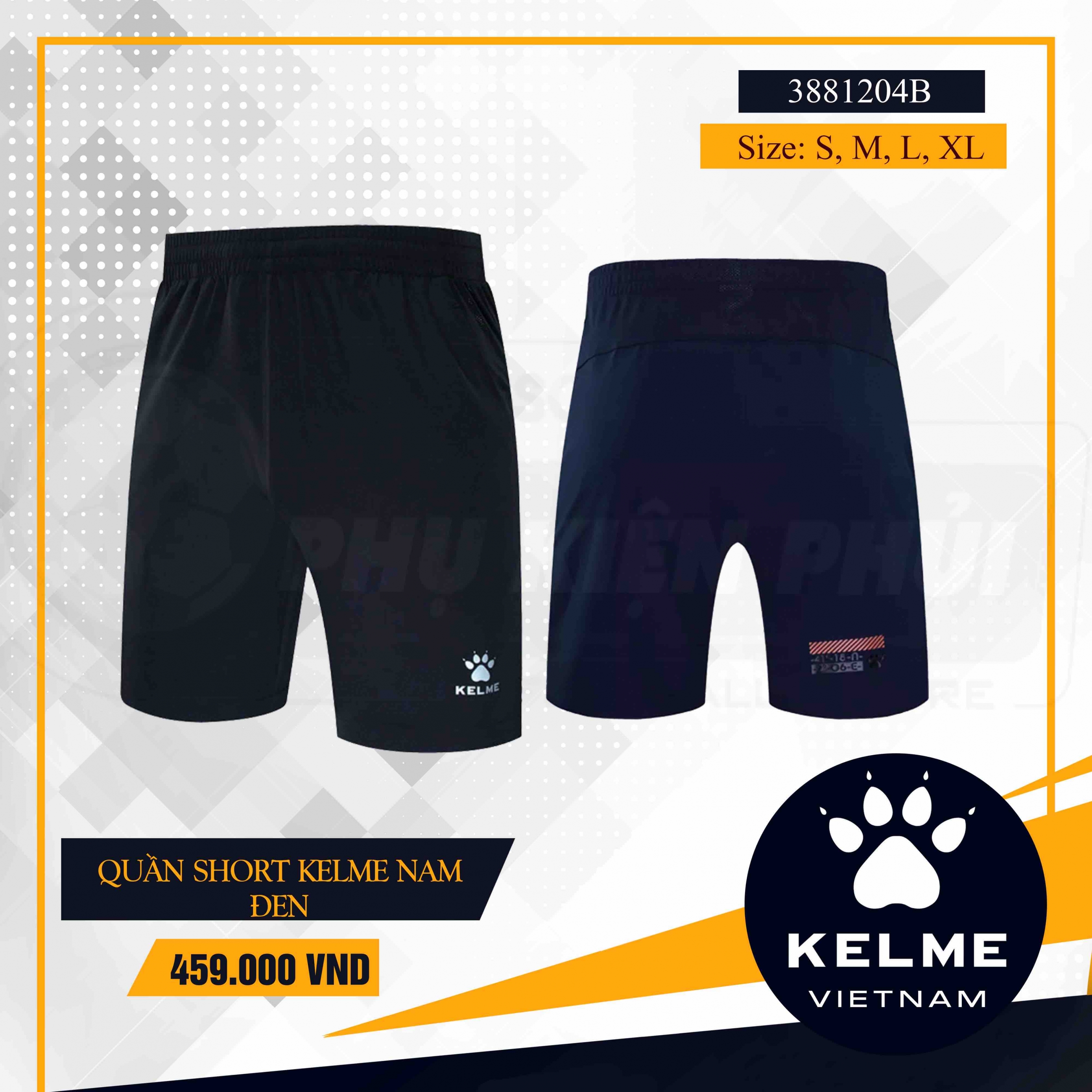 QUẦN SHORT KELME NAM ĐEN