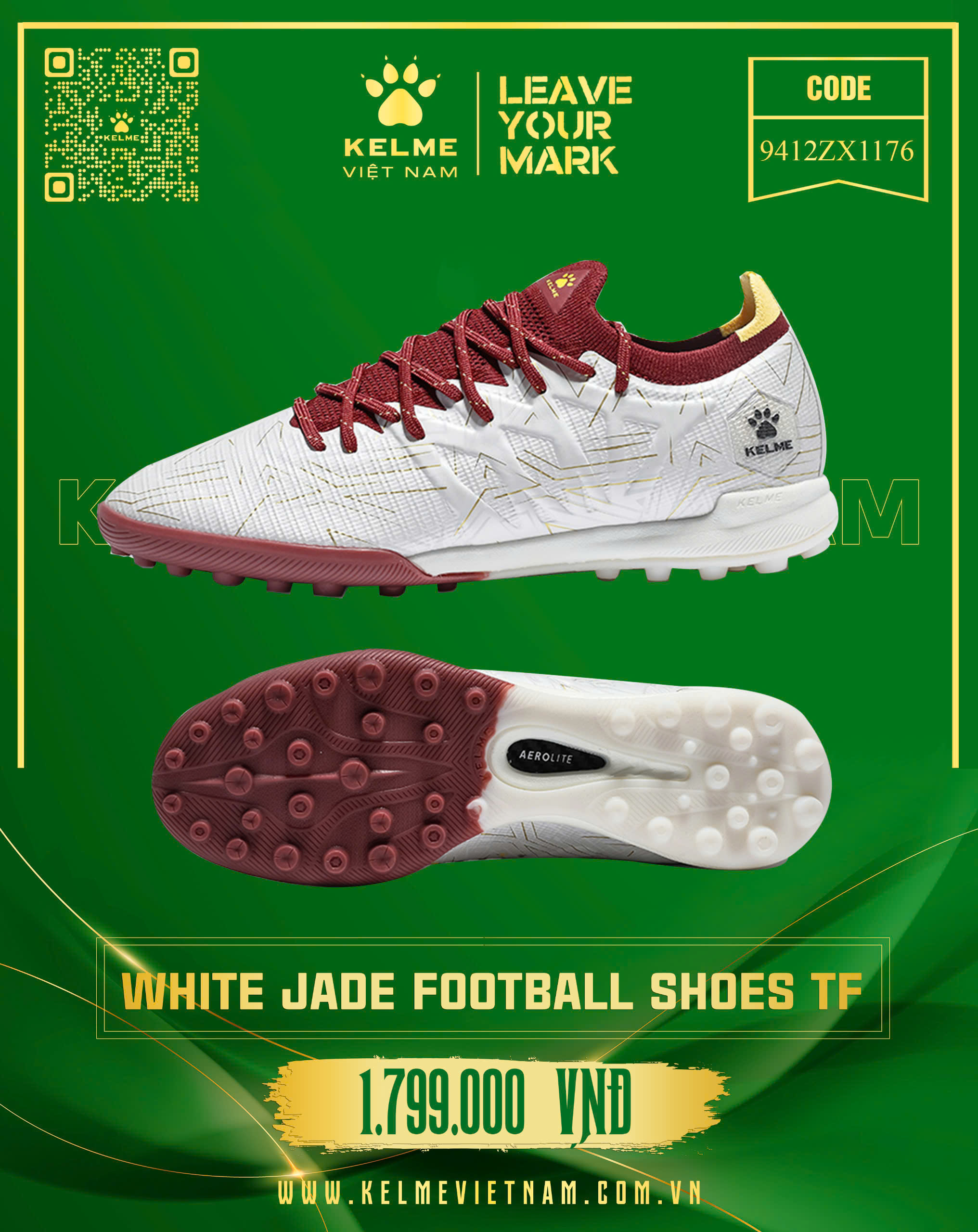 WHITE JADE FOOTBALL SHOES TF