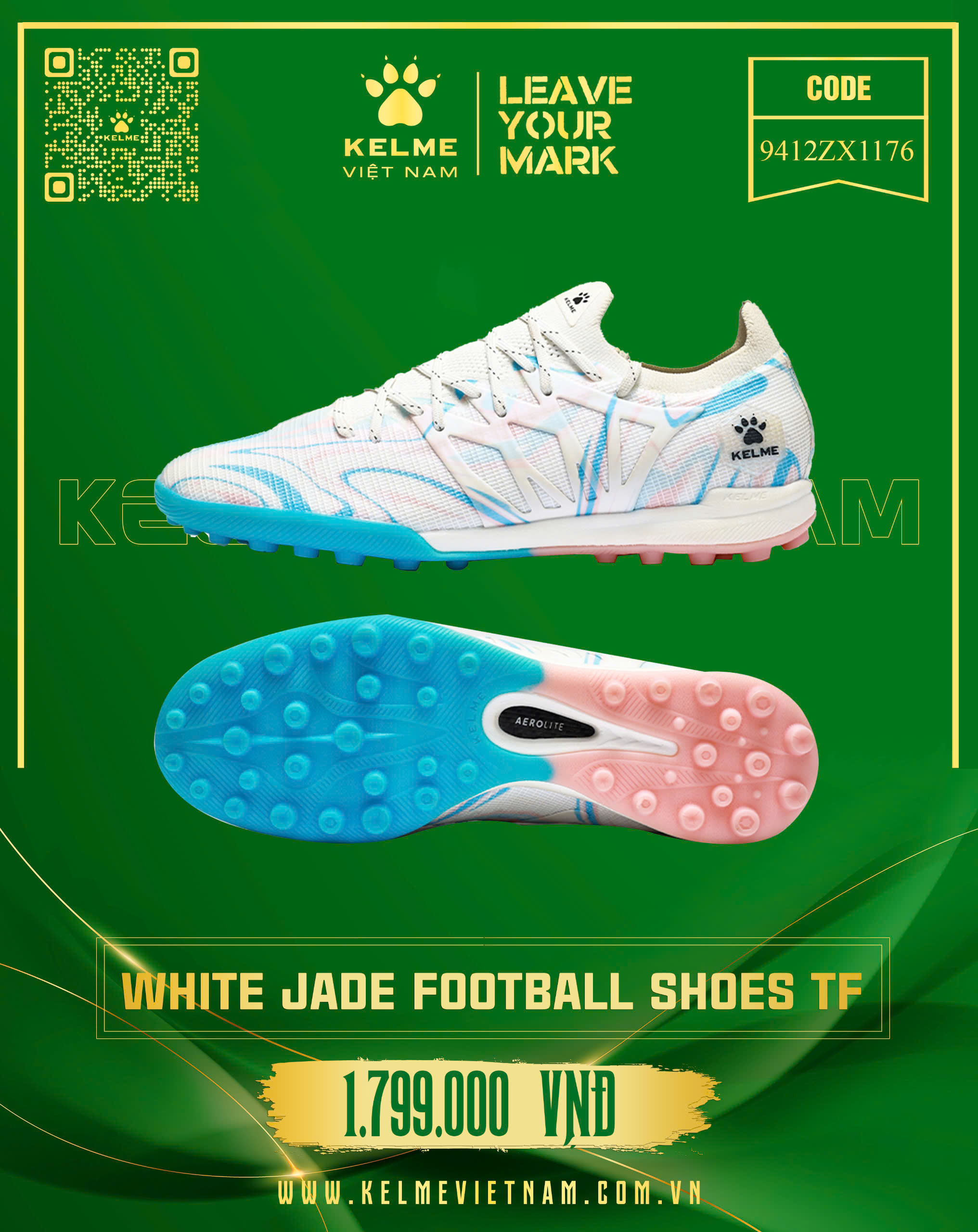 WHITE JADE FOOTBALL SHOES TF