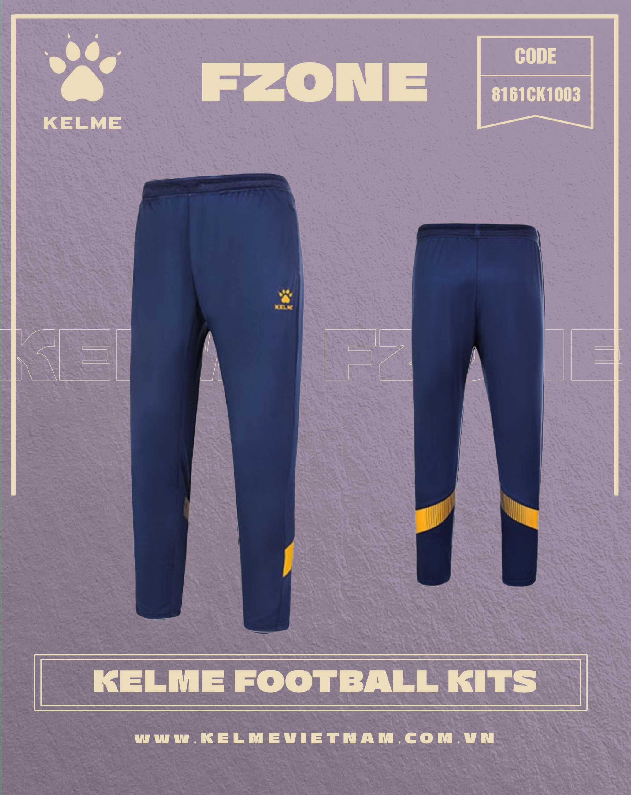 QUẦN NỈ KELME XANH PHỐI VÀNG