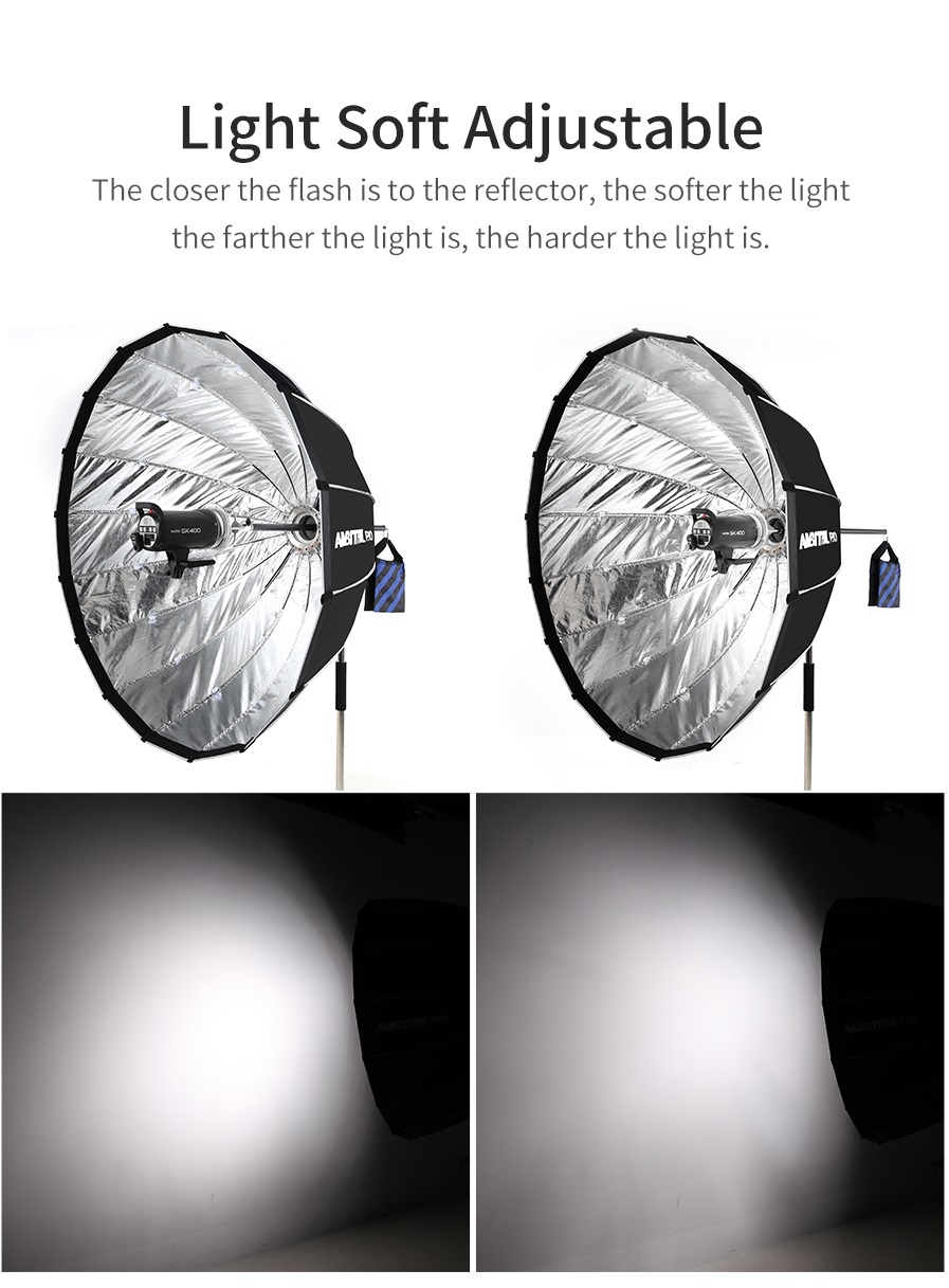 Softbox Deep Parabolic AMBITFUL 120CM + AL-06 Zoom 