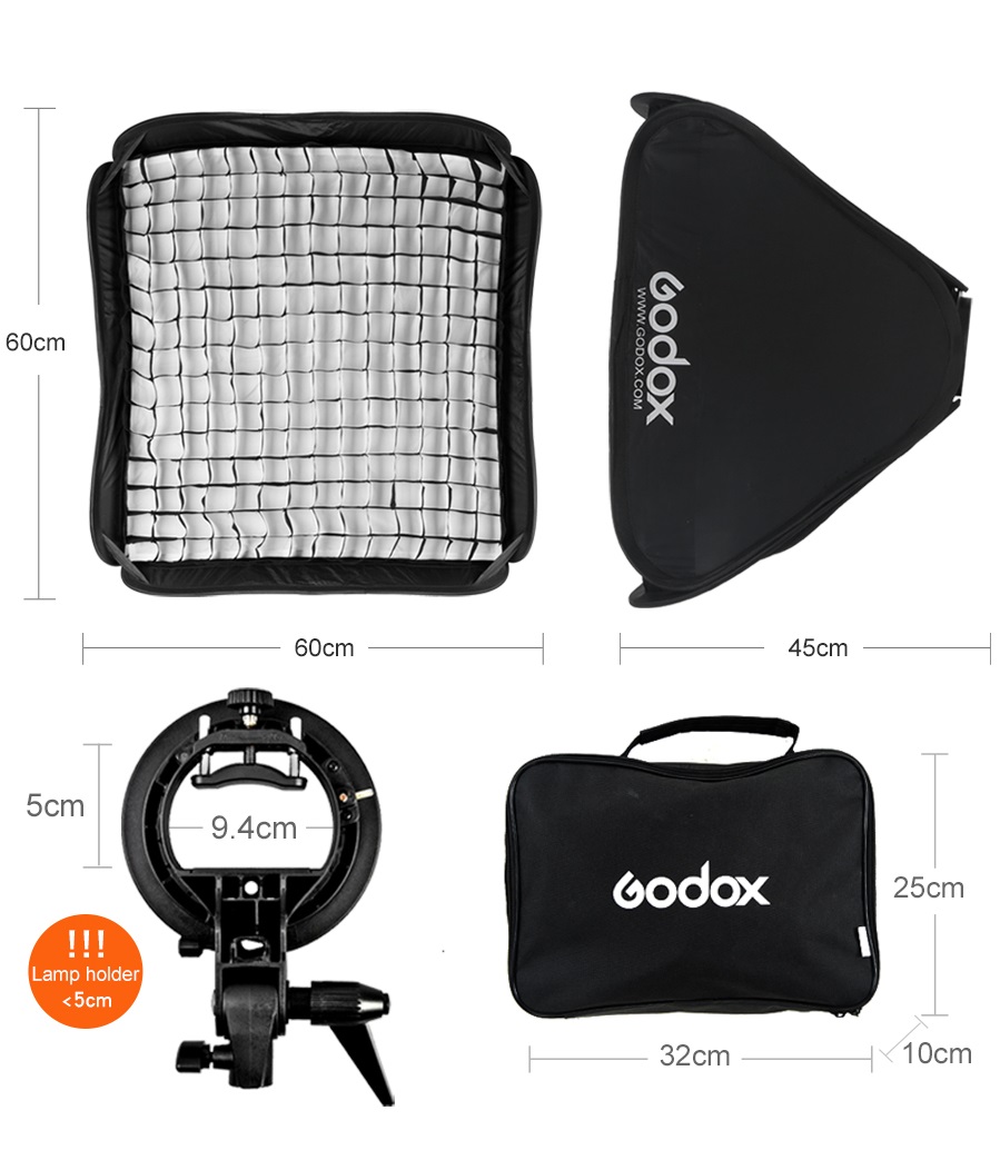 Softbox Flash Speedlite Godox 60x60 cm + Honeycomb