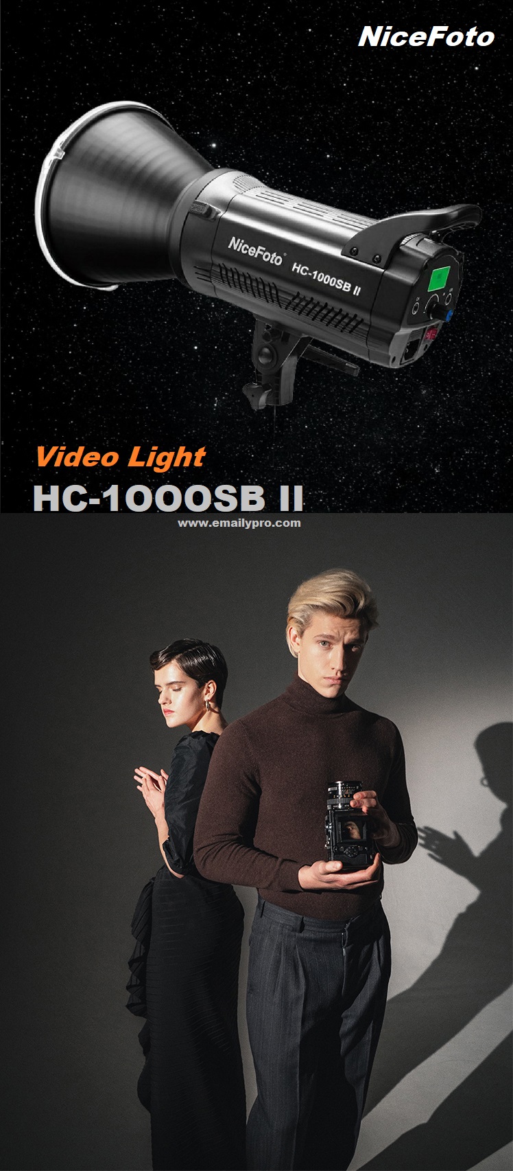 NiceFoto HC-1000SBII LED Video Light - 5600k