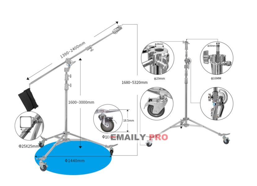 CHÂN BOOM LIGHT STAND M8 <2in1>