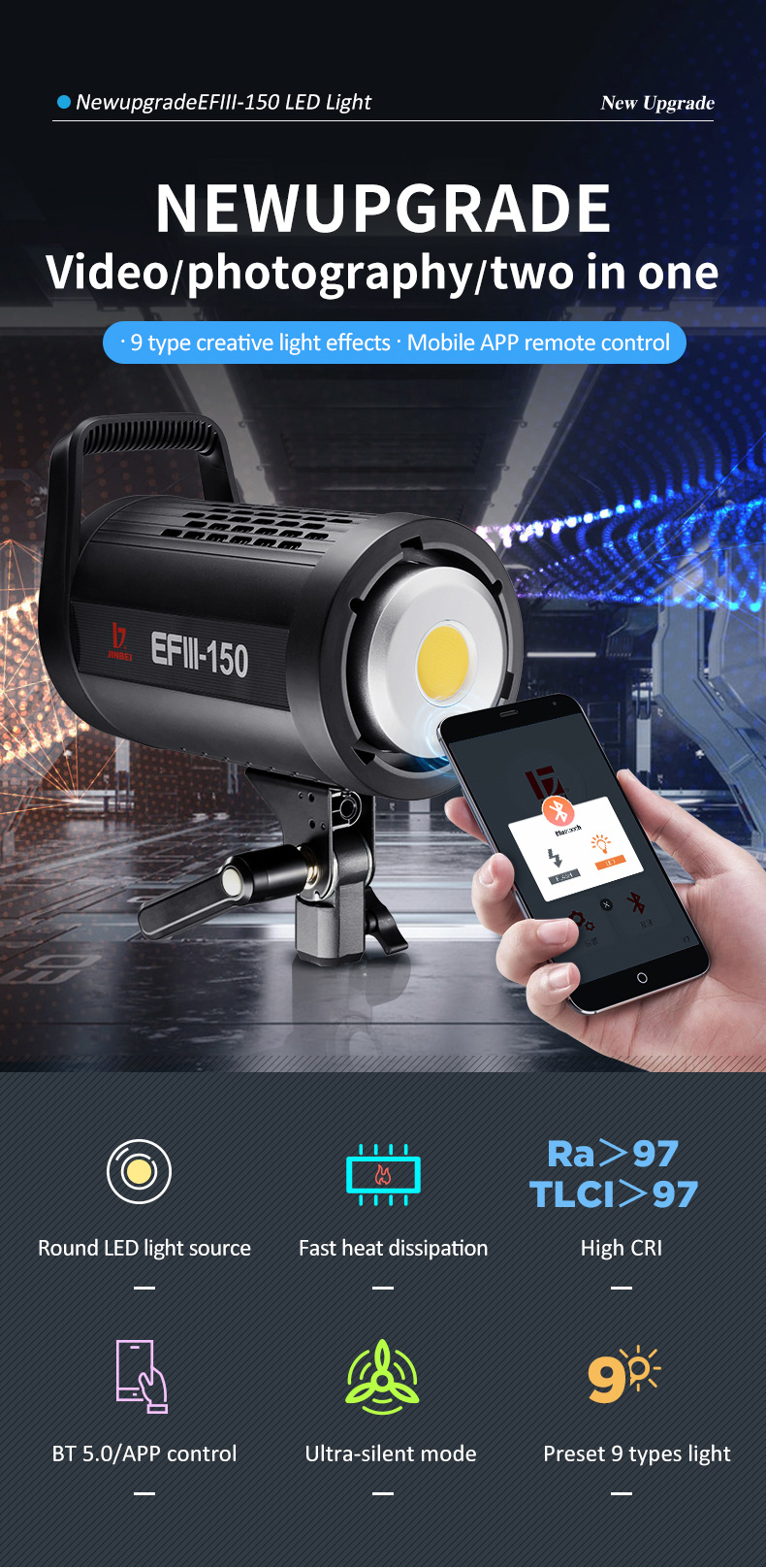 ĐÈN VIDEO LIGHT JINBEI LED EFIII-150