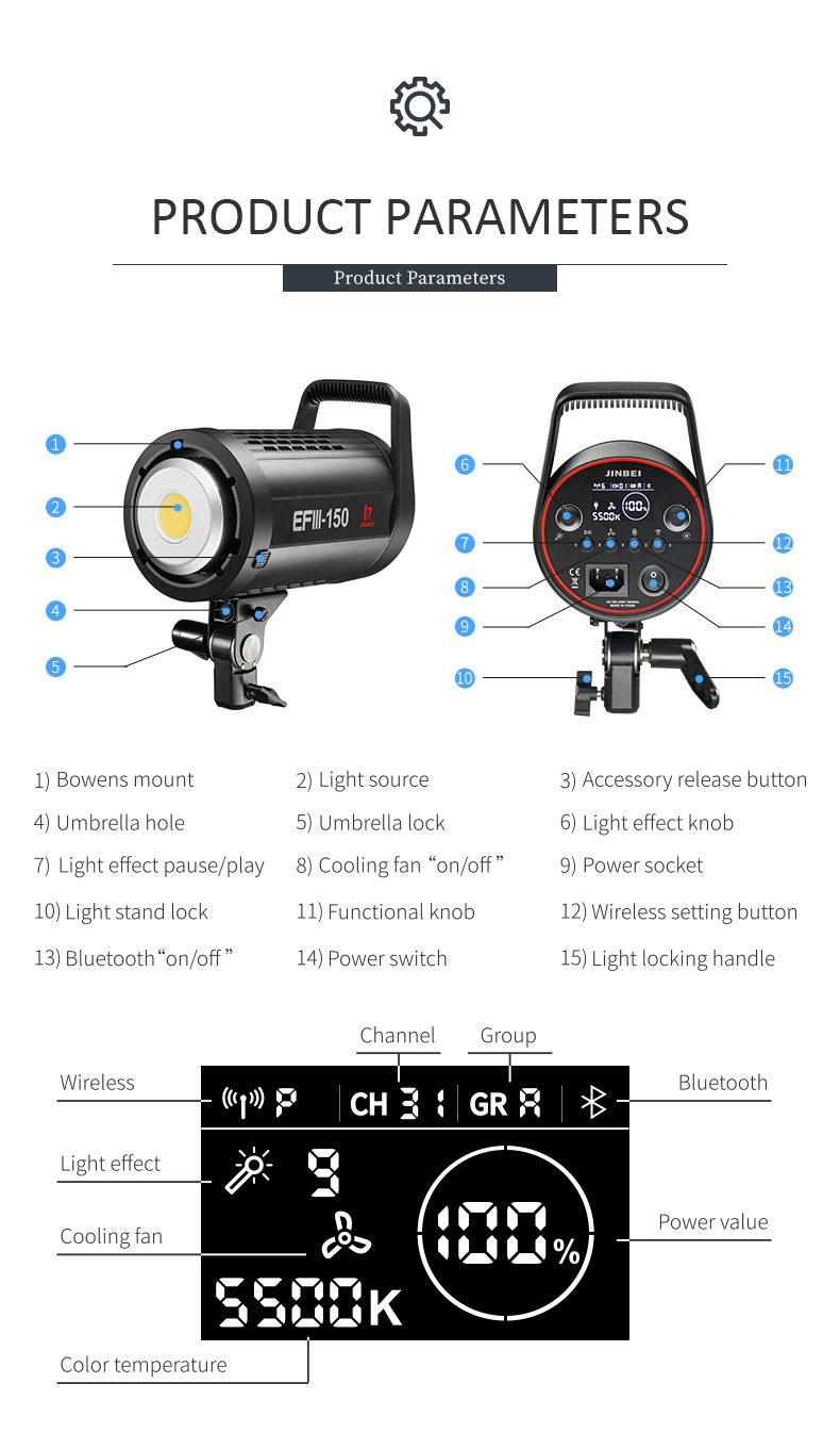 ĐÈN VIDEO LIGHT JINBEI LED EFIII-150