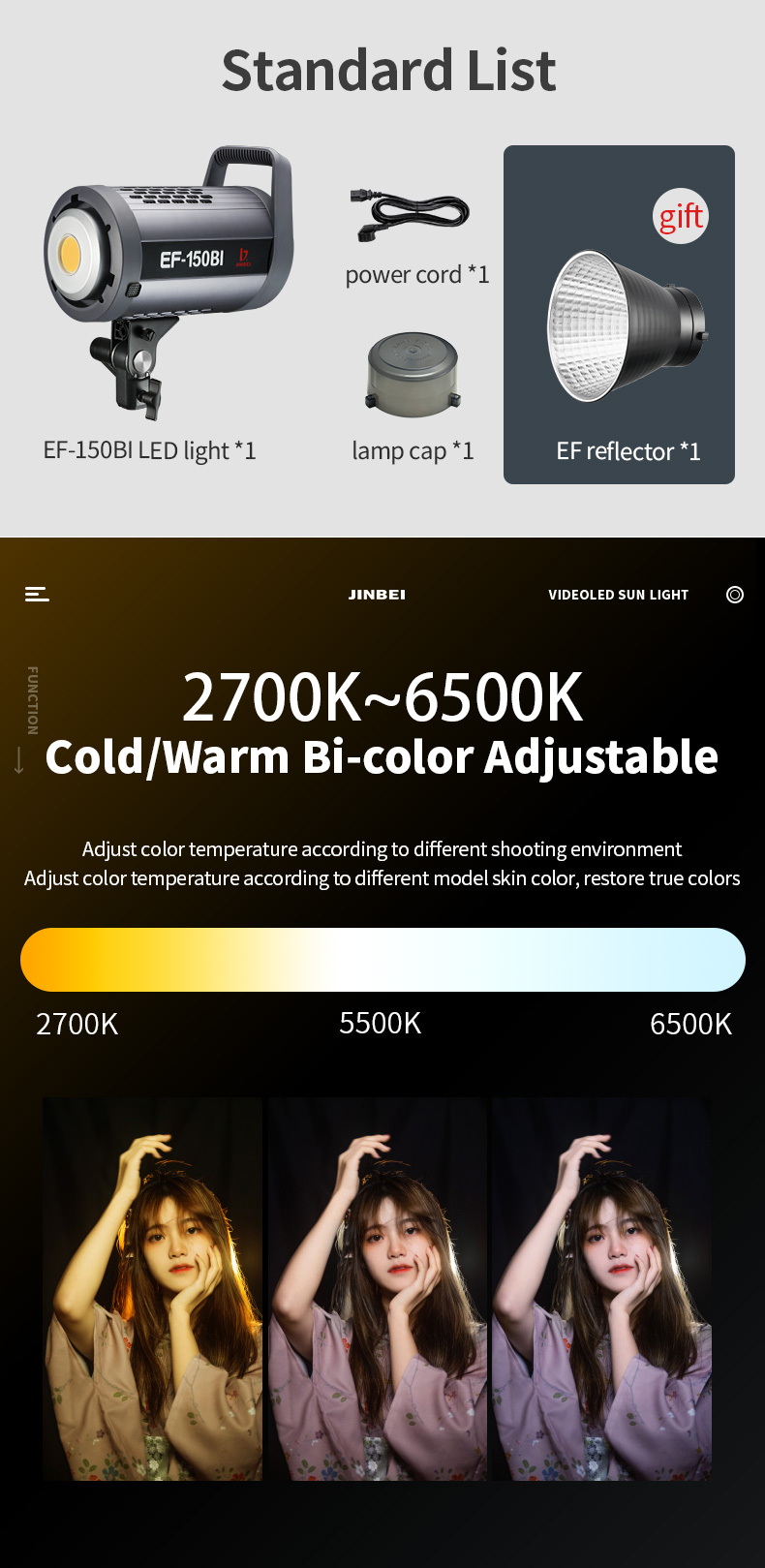 ĐÈN VIDEO LIGHT JINBEI LED EFII-150Bi