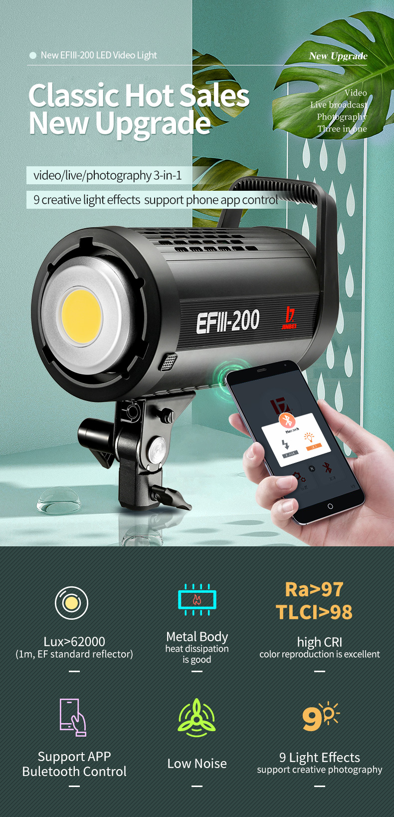 ĐÈN VIDEO LIGHT JINBEI LED EFIII-200