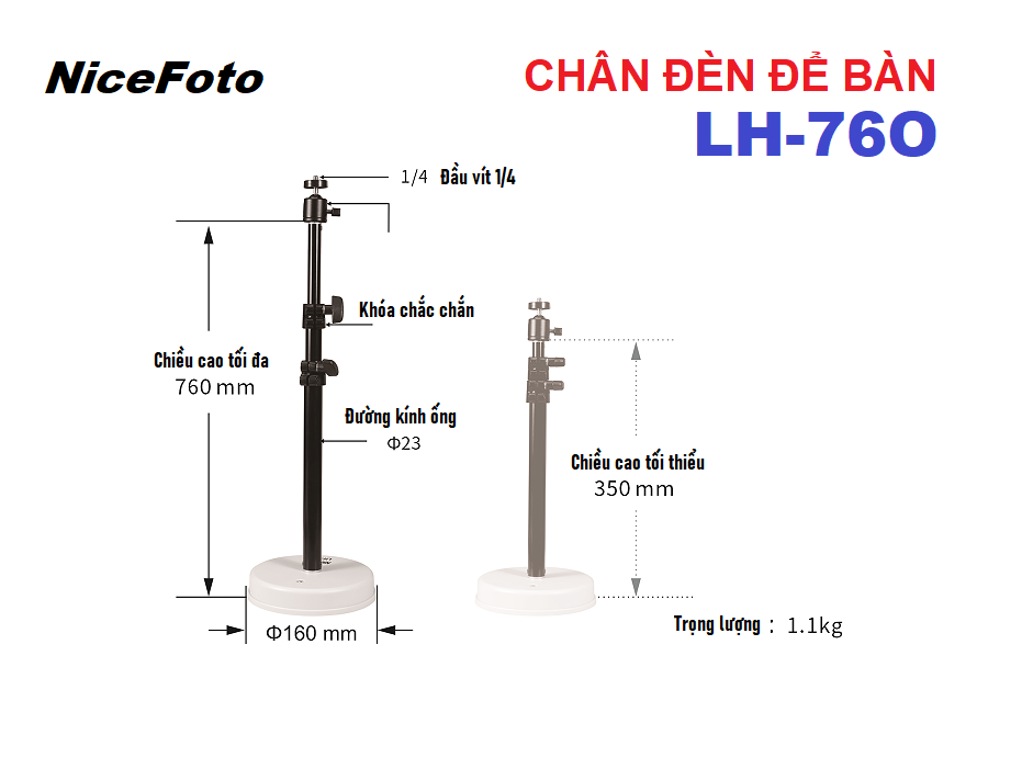 Chân đèn để bàn LH-760 NiceFoto