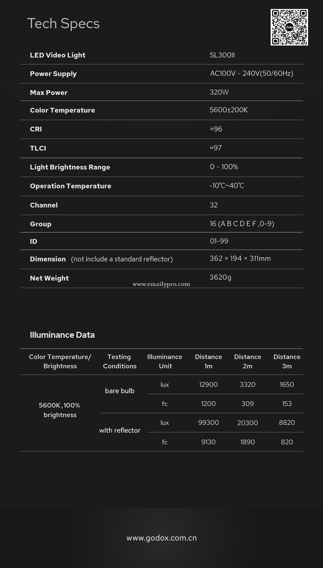 Đèn Godox LED SL300II Video Light 320W- 5600K