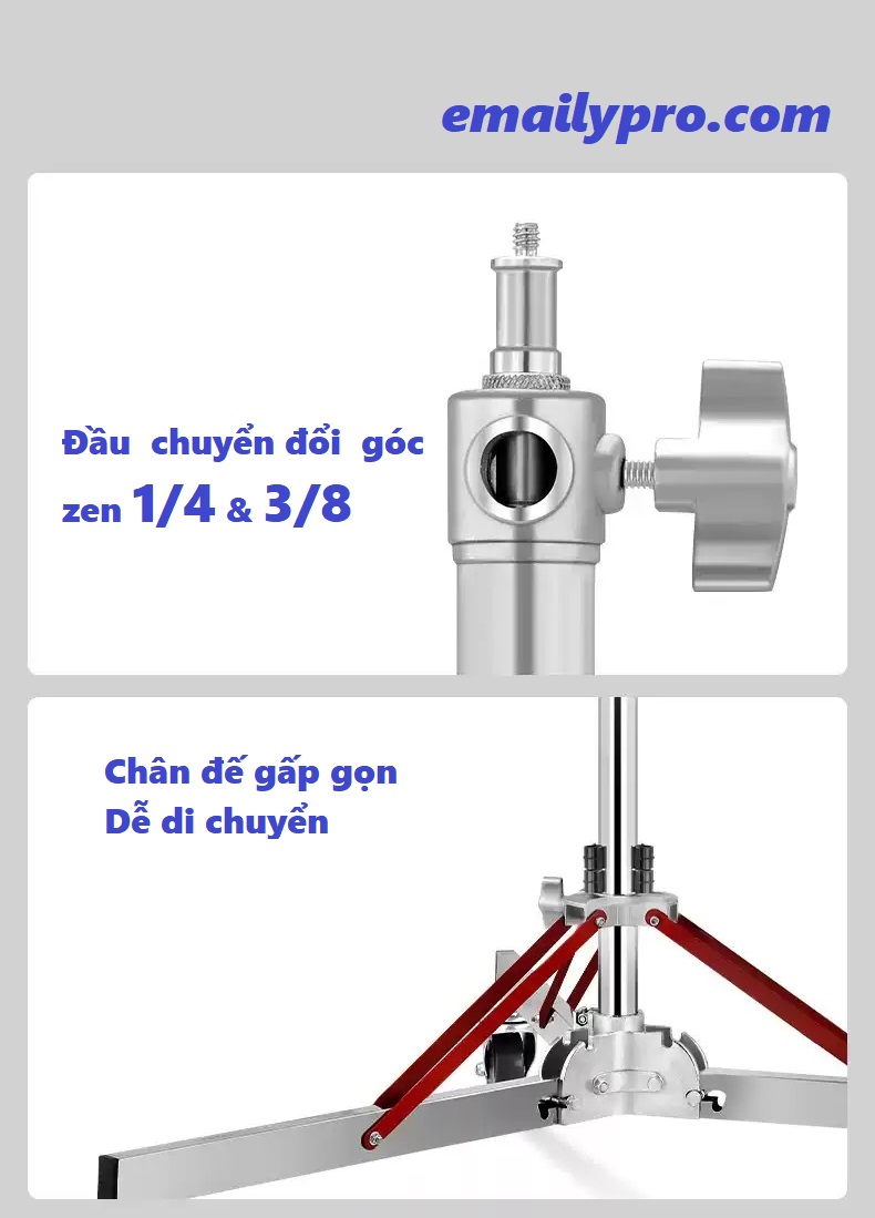 CHÂN ĐÈN QIHE INOX ZD-120 PLUS FOLDING STAND